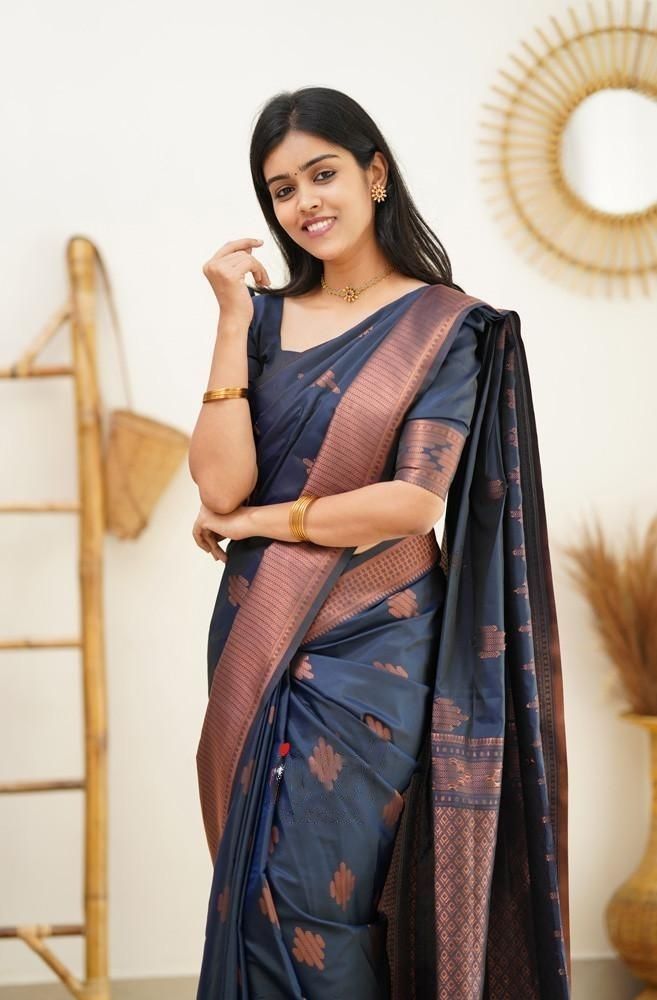 Royal Blue Jacquard Silk Saree | Ethnic Wear for Women