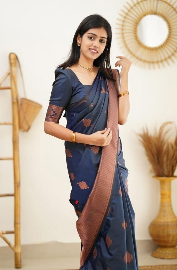 Royal Blue Jacquard Silk Saree | Ethnic Wear for Women