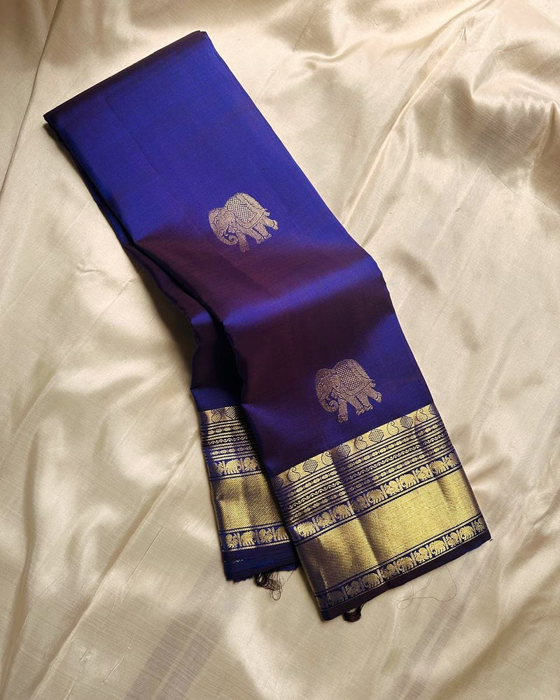 Royal Blue Kanjivaram Silk Saree | Traditional Wedding Wear
