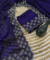 Royal Blue Satin Saree with Zari Weaving & Siroski Border | RD TANISHKA
