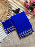 Royal Blue Space Silk Jarkan Work Saree for Wedding & Party | RD TAMANAH