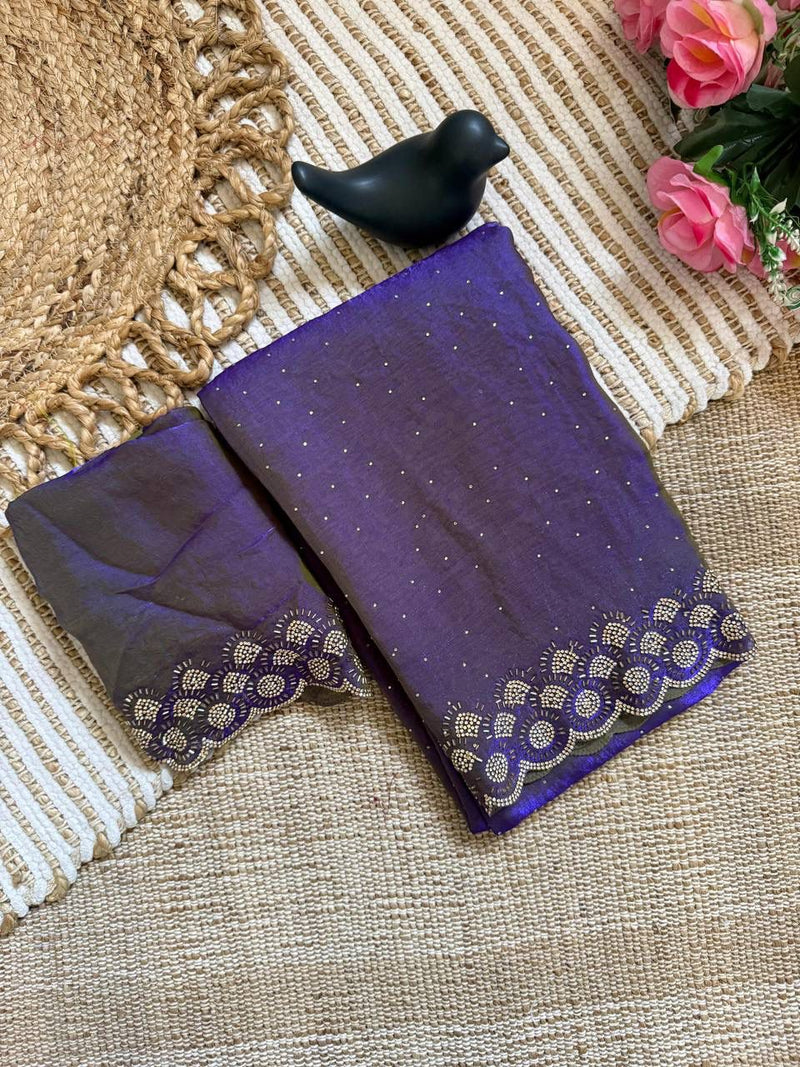 Royal Purple Space Silk Jarkan Work Saree for Wedding & Party | RD TAMANAH