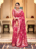 Ruby Pink Banarasi Silk Saree | Ethnic Wear for Women