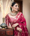 Ruby Pink Banarasi Silk Saree | Ethnic Wear for Women