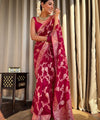 Ruby Pink Jacquard Silk Saree | Rich Zari Border Saree