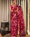 Ruby Pink Jacquard Silk Saree | Rich Zari Border Saree