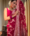 Ruby Pink Jacquard Silk Saree | Rich Zari Border Saree