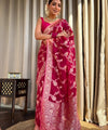 Ruby Pink Jacquard Silk Saree | Rich Zari Border Saree
