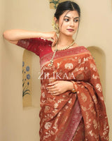 Rust Brown Banarasi Silk Saree | Festival & Ceremony Wear