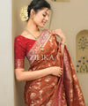 Rust Brown Banarasi Silk Saree | Festival & Ceremony Wear