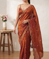 Rust Orange Bollywood Designer Saree | Party & Festive Wear