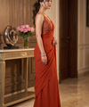 Rust Orange Bollywood Designer Saree | Party & Festive Wear