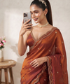 Rust Orange Bollywood Designer Saree | Party & Festive Wear