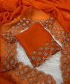 Rust Orange Satin Saree with Zari Weaving & Siroski Border | RD TANISHKA