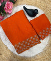 Rust Orange Satin Saree with Zari Weaving & Siroski Border | RD TANISHKA