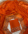 Rust Orange Satin Saree with Zari Weaving & Siroski Border | RD TANISHKA