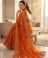 Rust Orange Satin Saree with Zari Weaving & Siroski Border | RD TANISHKA
