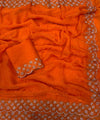 Rust Orange Satin Saree with Zari Weaving & Siroski Border | RD TANISHKA
