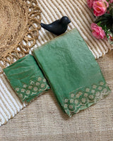 Sage Green Space Silk Jarkan Work Saree for Wedding & Party | RD TAMANAH