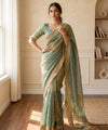Sea Green Moss Satin Saree with Maharani Big Border | RD PRIYA