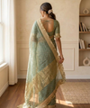 Sea Green Moss Satin Saree with Maharani Big Border | RD PRIYA