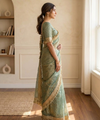 Sea Green Moss Satin Saree with Maharani Big Border | RD PRIYA