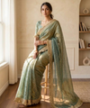 Sea Green Moss Satin Saree with Maharani Big Border | RD PRIYA