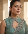 Sea Green Satin Saree with Zari Weaving & Siroski Border | RD TANISHKA