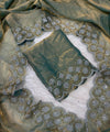 Sea Green Satin Saree with Zari Weaving & Siroski Border | RD TANISHKA