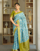 Sky Banarasi Silk Saree | Festival & Ceremony Wear