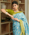 Sky Banarasi Silk Saree | Festival & Ceremony Wear