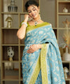 Sky Banarasi Silk Saree | Festival & Ceremony Wear