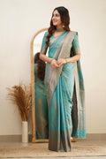 Sky Banarasi Silk Saree | Wedding & Reception Wear