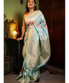Sky Blue Banarasi Silk Saree | Festive & Party Wear
