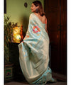 Sky Blue Banarasi Silk Saree | Festive & Party Wear