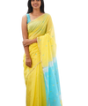 Sky Blue Cotton Saree | Ethnic Wear for Women