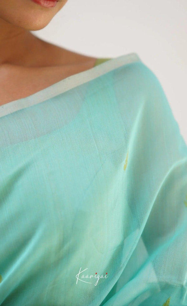 Sky Blue Cotton Saree | Ethnic Wear for Women