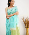 Sky Blue Cotton Saree | Ethnic Wear for Women