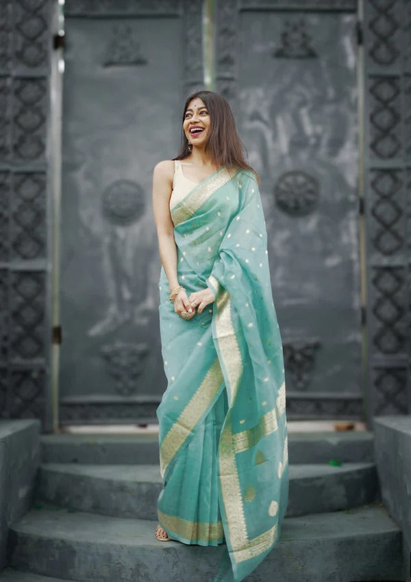 Sky Cotton Saree | Ethnic Wear for Women