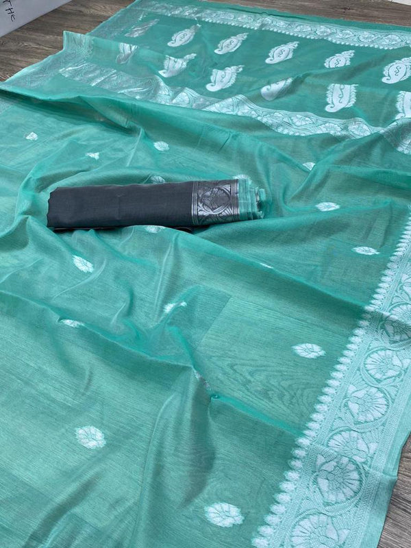 Sky Cotton Saree | Traditional Handloom Wear