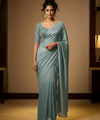 Sky Satin Bollywood Saree with Moti Work Designer Blouse | RD DIVISHA