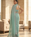 Sky Satin Saree with Zari Weaving & Siroski Border | RD TANISHKA