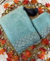 Sky Satin Saree with Zari Weaving & Siroski Border | RD TANISHKA