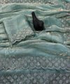 Sky Satin Saree with Zari Weaving & Siroski Border | RD TANISHKA