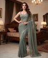 Slate Green Silk Saree | Wedding & Festive Wear