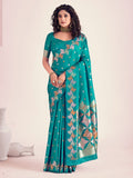 Teal Banarasi Silk Saree | Bridal & Festive Wear