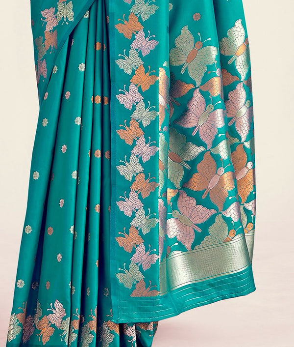 Teal Banarasi Silk Saree | Bridal & Festive Wear