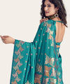 Teal Banarasi Silk Saree | Bridal & Festive Wear