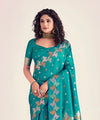 Teal Banarasi Silk Saree | Bridal & Festive Wear