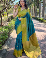 Teal Banarasi Silk Saree | Wedding & Festive Wear